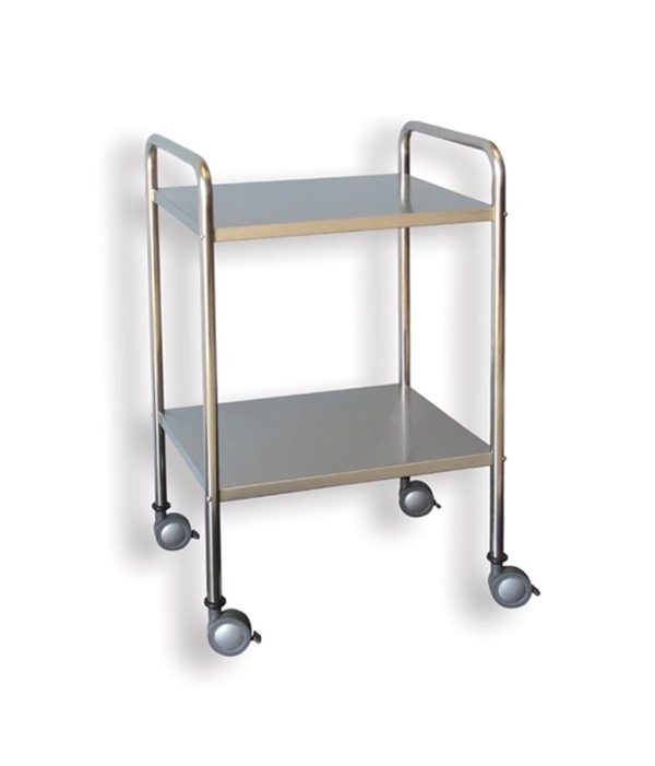INSTRUMENT TROLLEY WITH 2 SHELVES